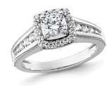 1.00 Carat (ctw G-H, SI1-SI2) Lab Grown Diamond Engagement Halo Ring in 14K White Gold
